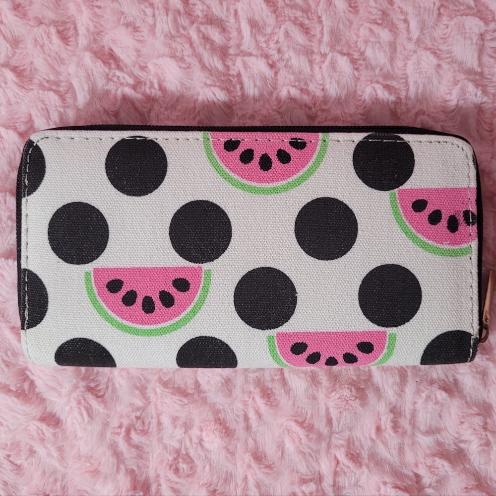 Canvas Wallet- Watermelon Polka-dot